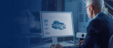 Header image mechanical engineering - engineer working on ceramic component in CAD program