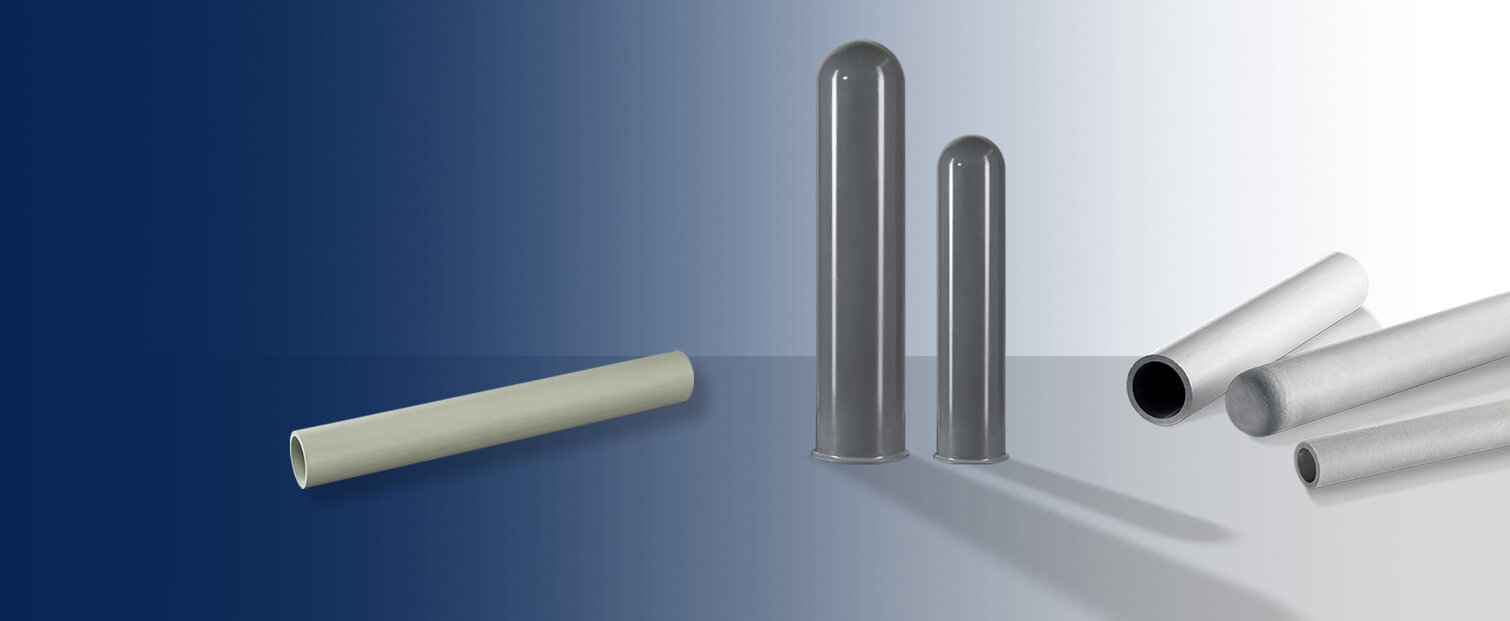 Protective tubes and immersion heater tubes made of technical ceramics, but especially boron carbide & aluminum oxide
