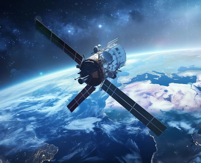 Satellit, welcher sich im Orbit der Erde bewegt. 