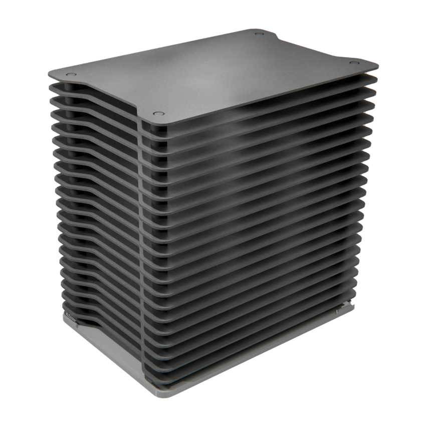  Stacked ultra-thin setters made of EcoLight RB material from Schunk Technical Ceramics for use in industrial furnaces