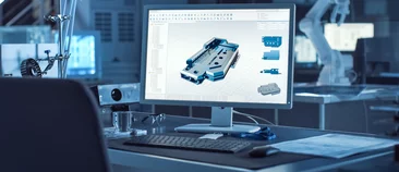 Optimiertes Bauteil aus technischer Keramik beim Optimierungsprozess in der CAD-Software