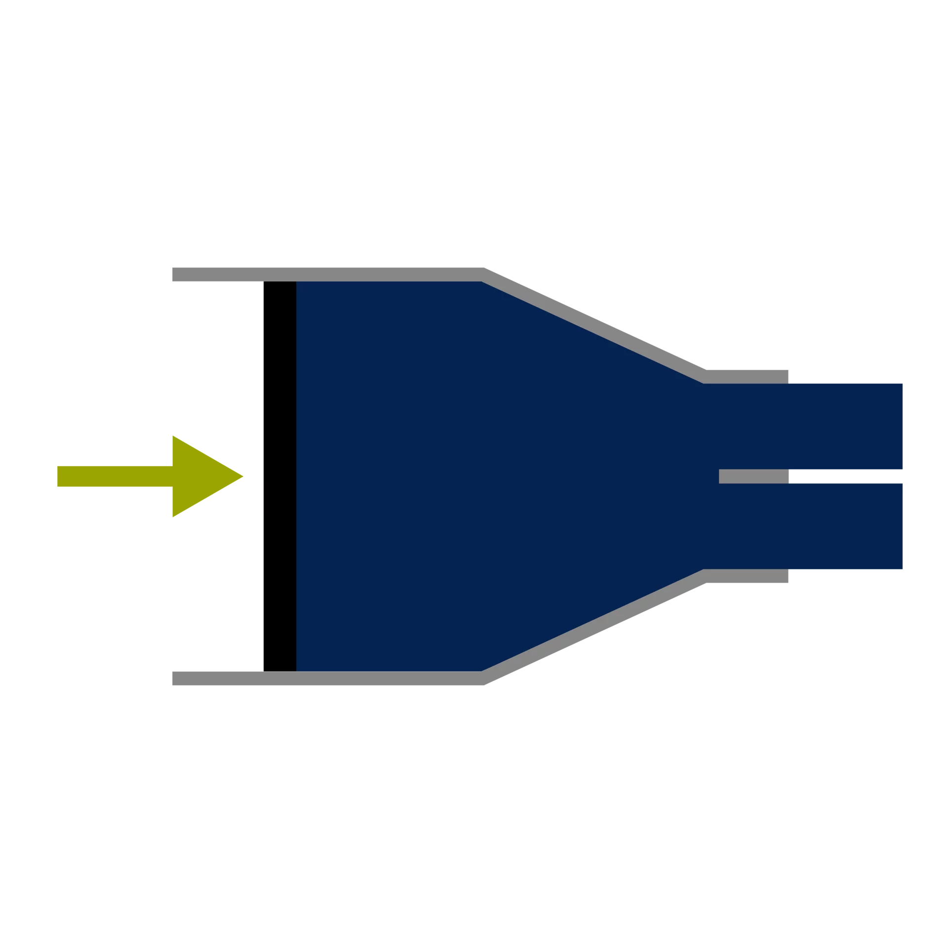  Icon of an extrusion mold with an arrow indicating the material flow into the mold