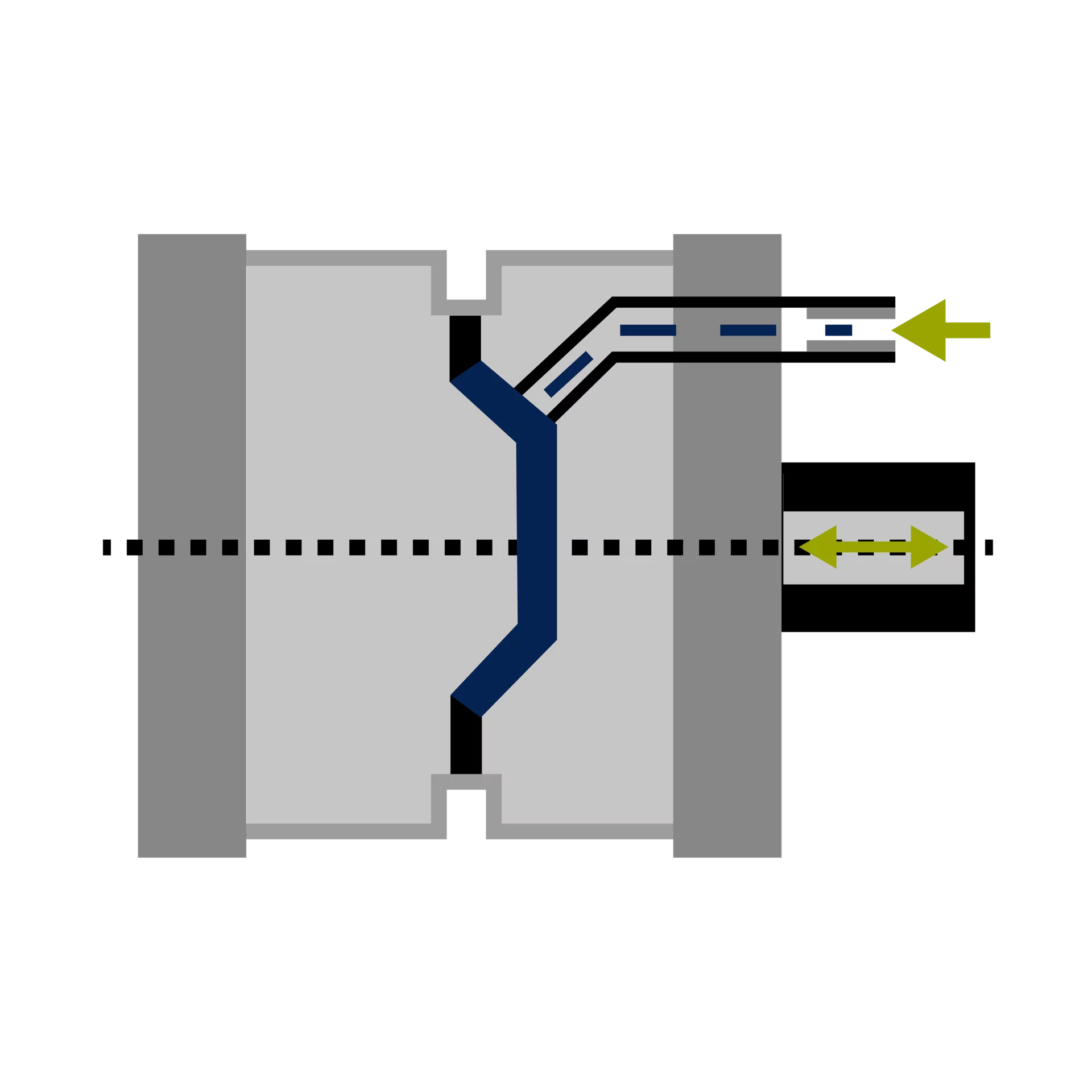  Icon for the die casting process showing material being injected into a mold under high pressure