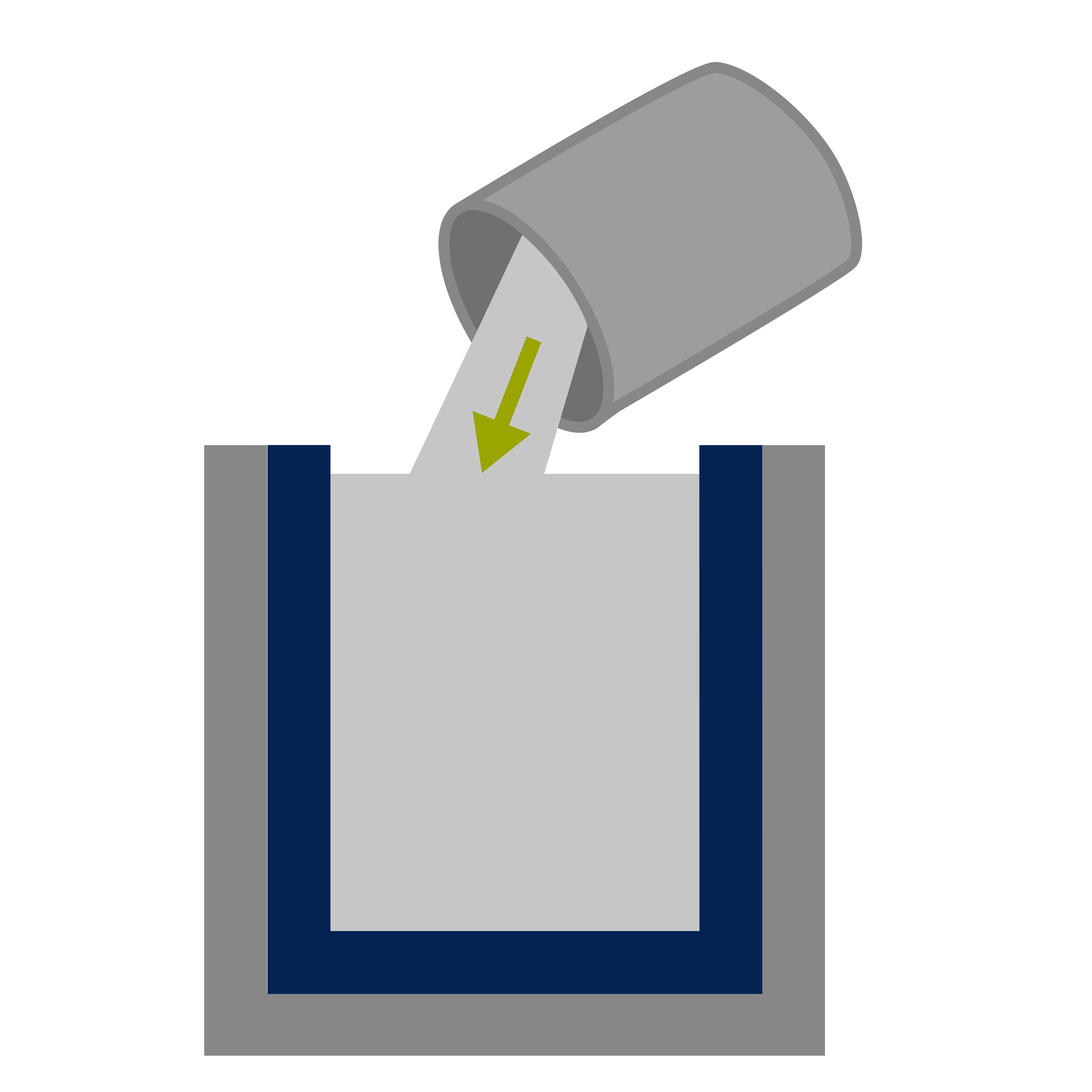  Icon für den Schlickerguss-Prozess mit Einfüllung von Material in eine Form