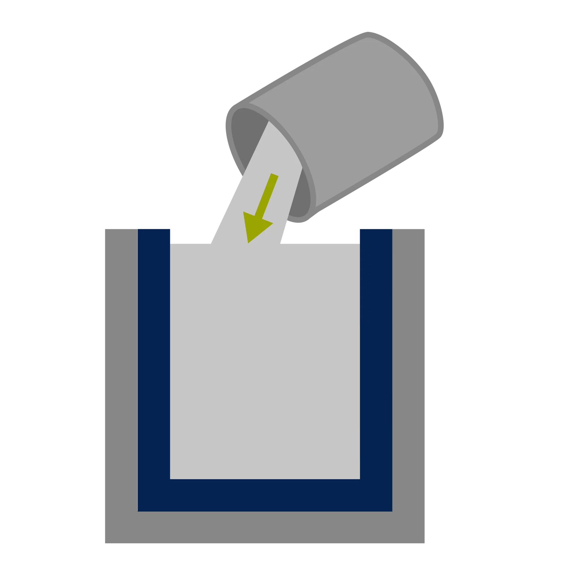  Icon for the slip casting process showing material being poured into a mold