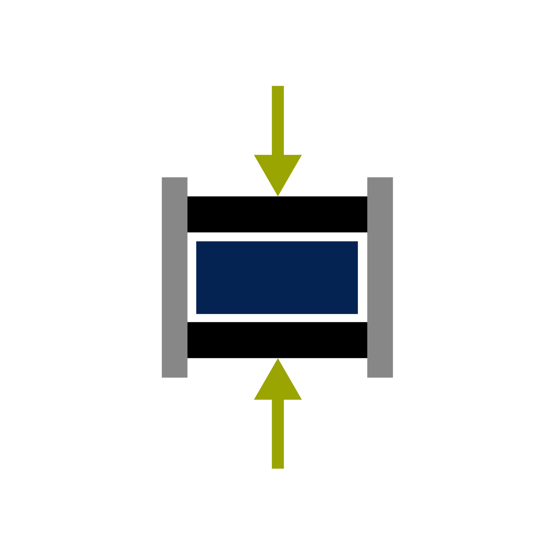  Icon for axial pressing with two arrows indicating pressure from the top and bottom
