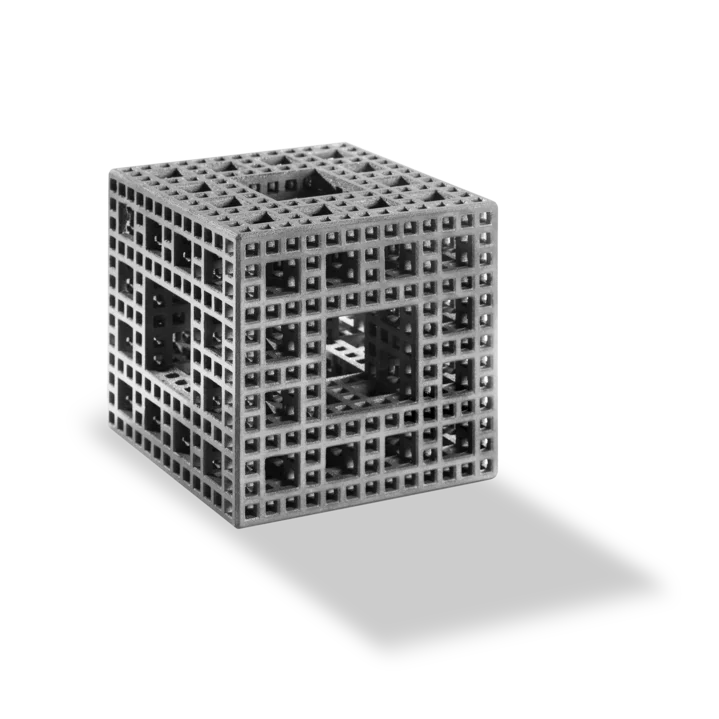  Icon of a 3D IntrinSiC cube with a complex, porous structure, produced using additive manufacturing