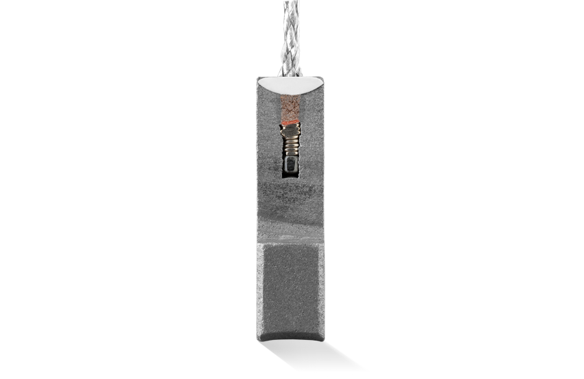 Carbon brush with cut-off device and damping element for hammer drills from Schunk Carbon Technology
