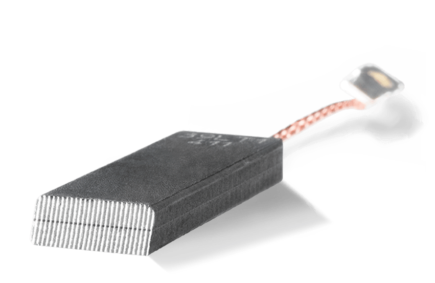 Carbon brush with KVP/T1 running-surface coating for corded appliances from Schunk Carbon Technology