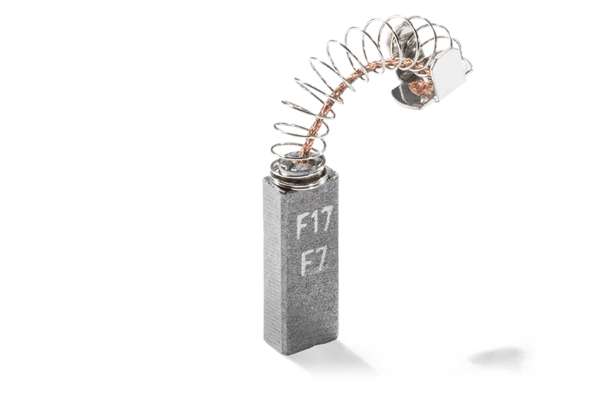 Learn about carbon brush with compression spring and end piece for corded appliances from Schunk Carbon Technology