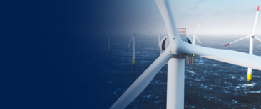 Header Bild der Windenergie Branche bestehend aus Windturbine