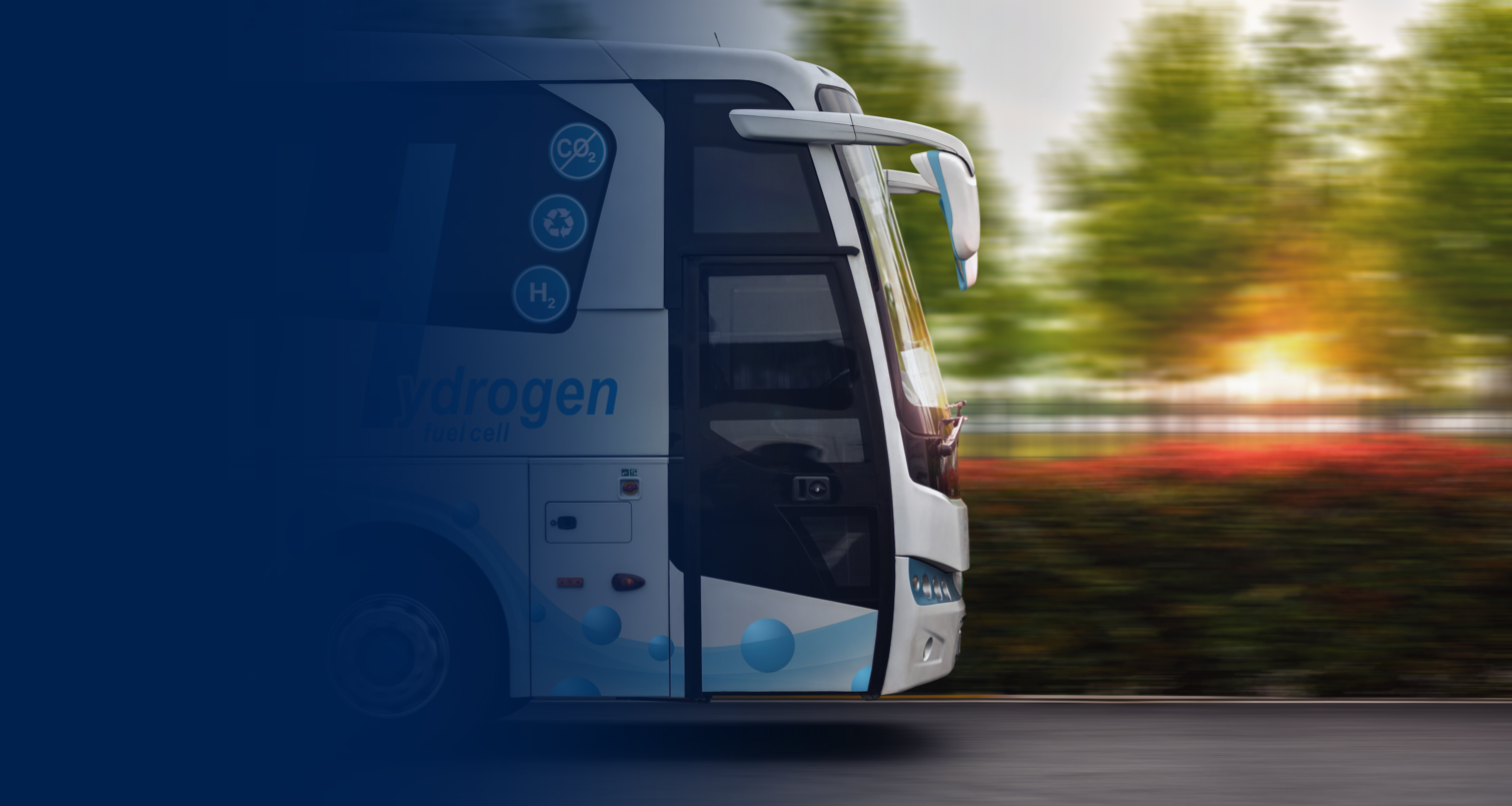 Fuel Cells & Energy Storage industry header image consisting of energy storage h2 powered bus