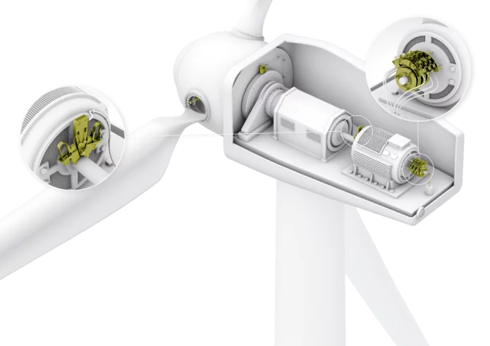   Erdungsbürsten für Windkraftanlagen von Schunk Kohlenstofftechnik leiten kapazitive Ströme von der Welle ab