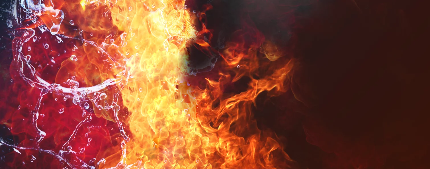 Flammen & Feuer in Kombination mit Hexagonen repräsentieren die Branche Heissprozesse von Schunk Carbon Technology