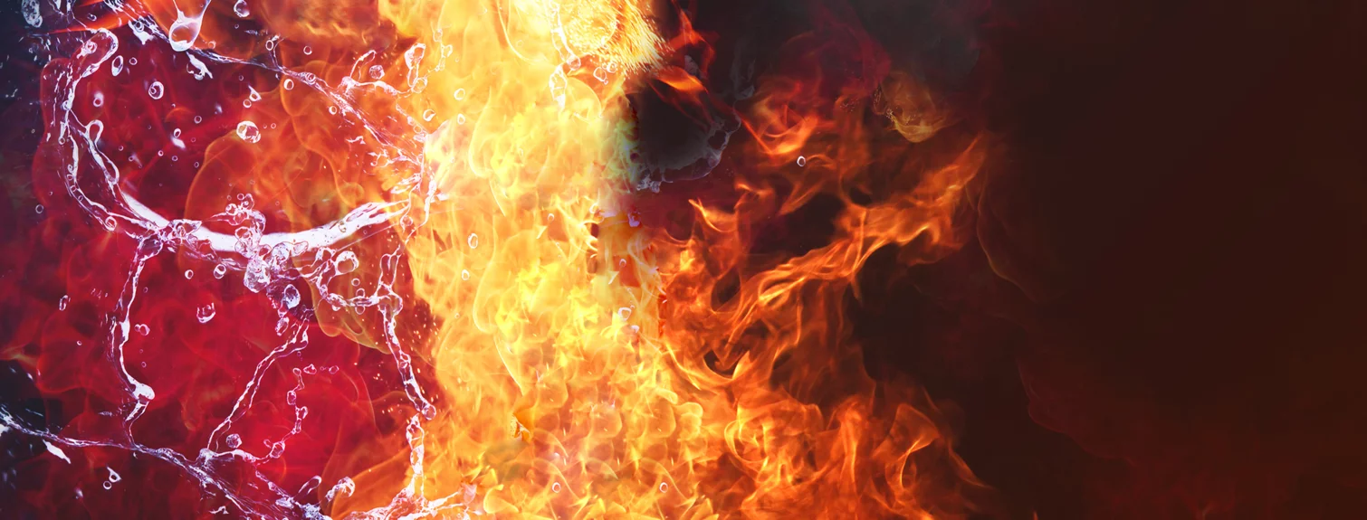 Flames and fire combined with hexagons represent the hot processes industry of Schunk Carbon Technology