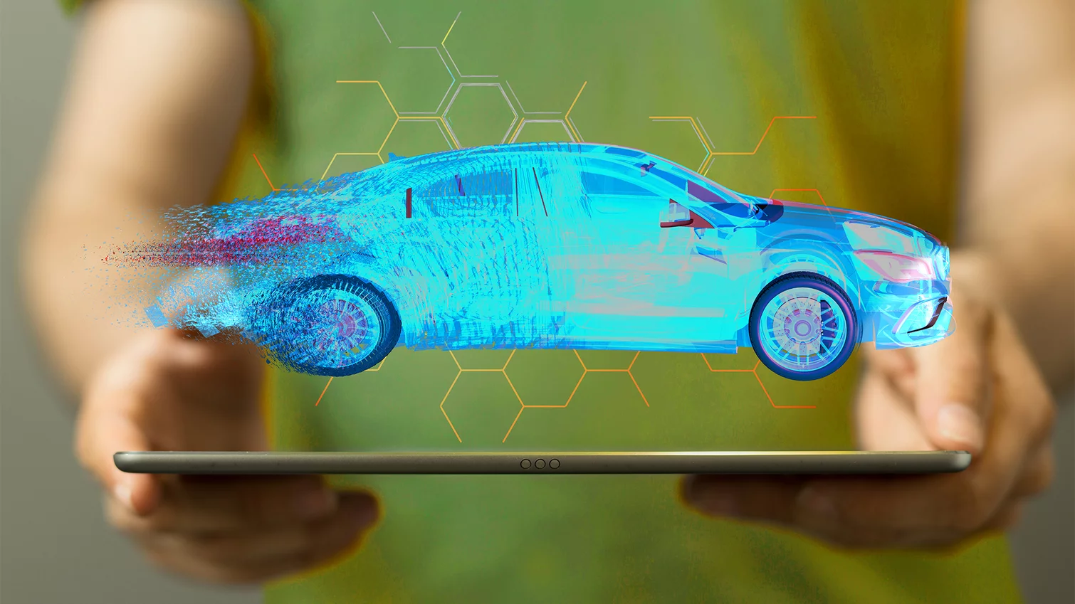  Futuristisches Elektroauto als Hologramm 