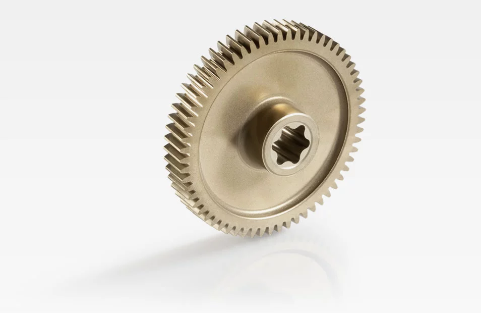 Helical output gear for electric parking brake