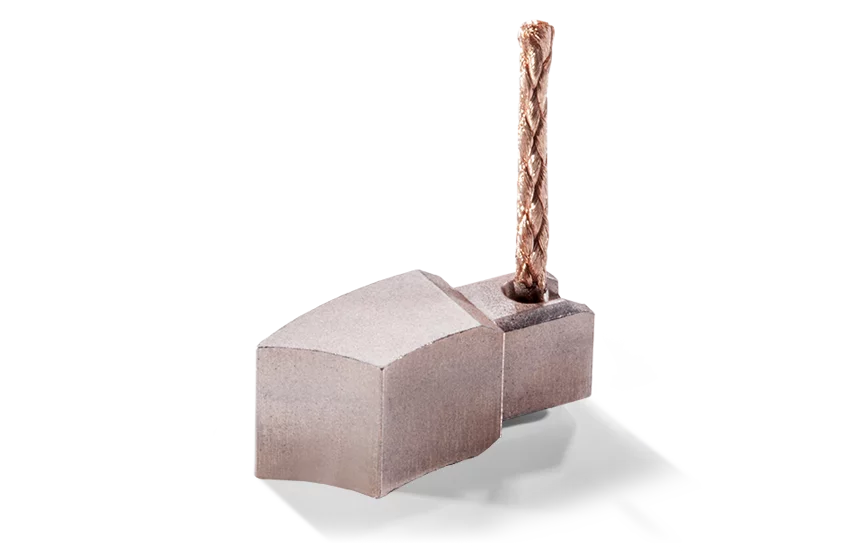 Carbon brush for heating and air conditioning blower for extremely low-noise operation