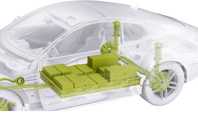  Darstellung eines Autos mit Schunk Produkten für E-Powertrain