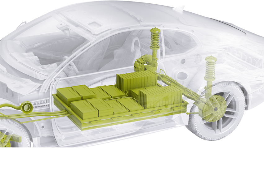  Darstellung eines Autos mit Schunk Produkten für E-Powertrain