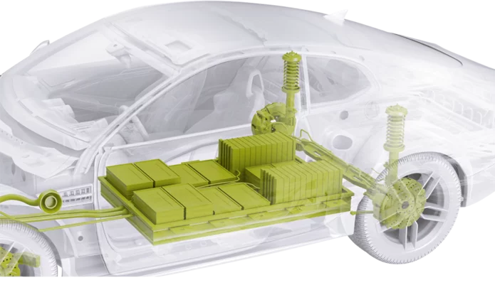 Darstellung eines Autos mit Schunk Produkten für E-Powertrain