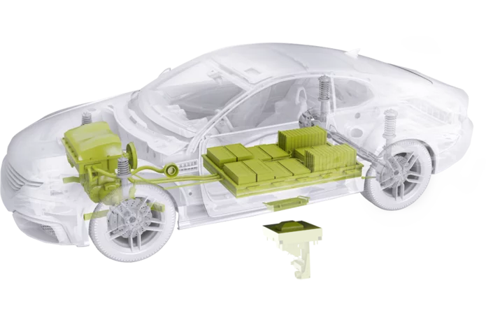  Representation of a car with Schunk products for energy storage and supply