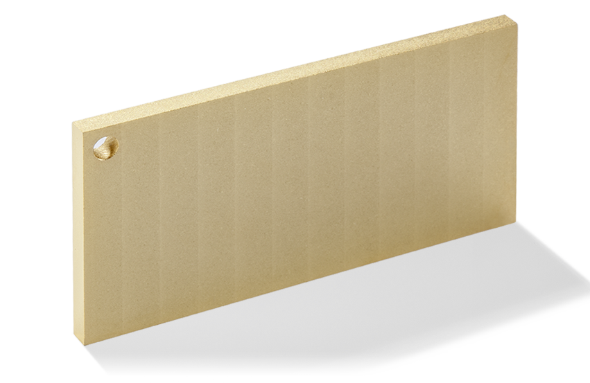 Rectangular beige plate with a hole in the top left corner, shown against a transparent background