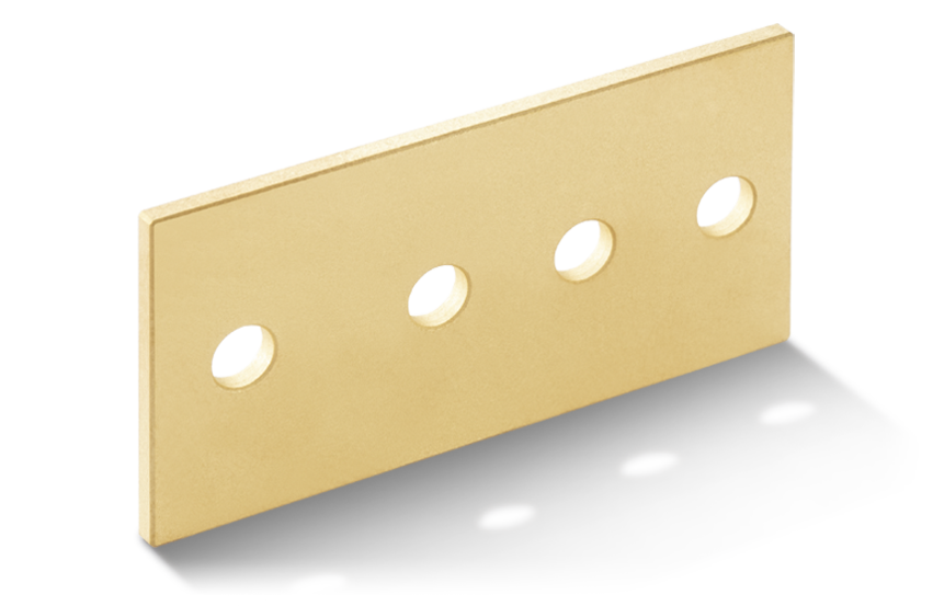  Beige plate with four evenly spaced holes, shown against a transparent background