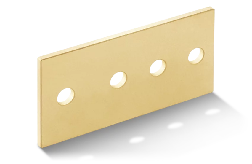 Beige plate with four evenly spaced holes, shown against a transparent background