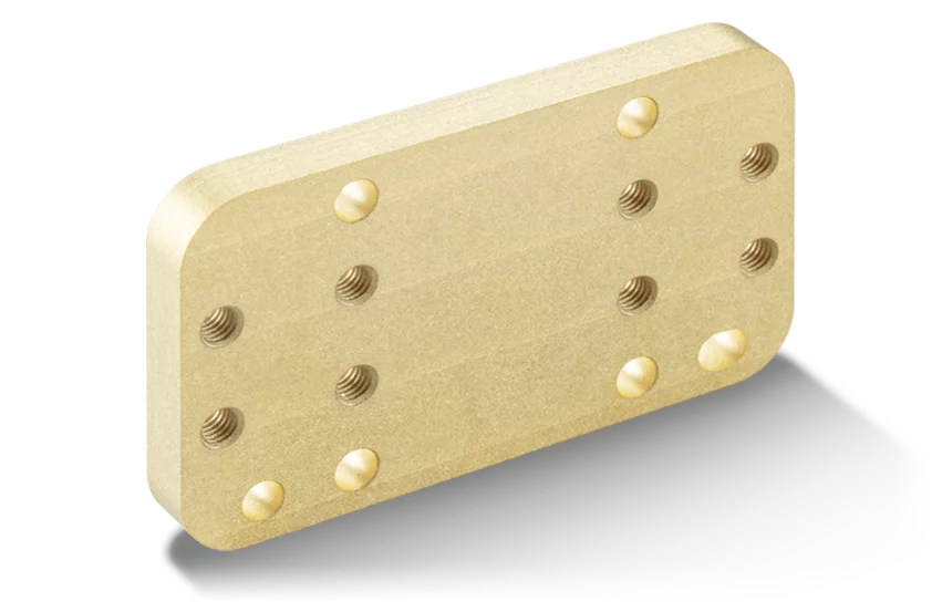 Rectangular aluminum graphite heat sink with rounded corners and multiple threaded holes