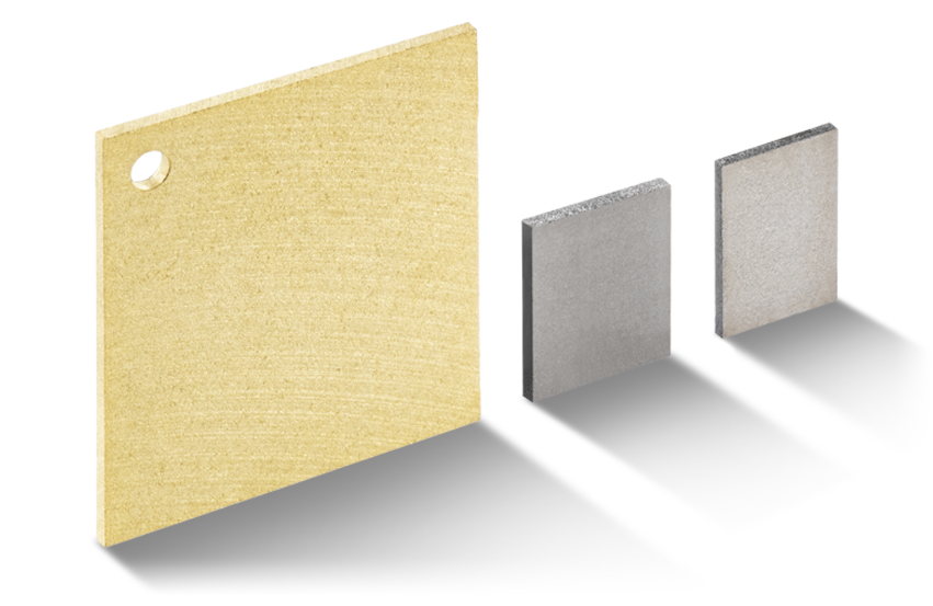 Aluminum graphite spacers in three sizes, displayed side by side against a transparent background