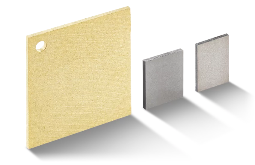  Aluminium-Graphit-Abstandshalter in drei Größen, nebeneinander vor transparentem Hintergrund dargestellt