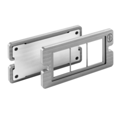  Soldering fixture made of aluminum graphite with a rectangular frame and holder, shown against a transparent background