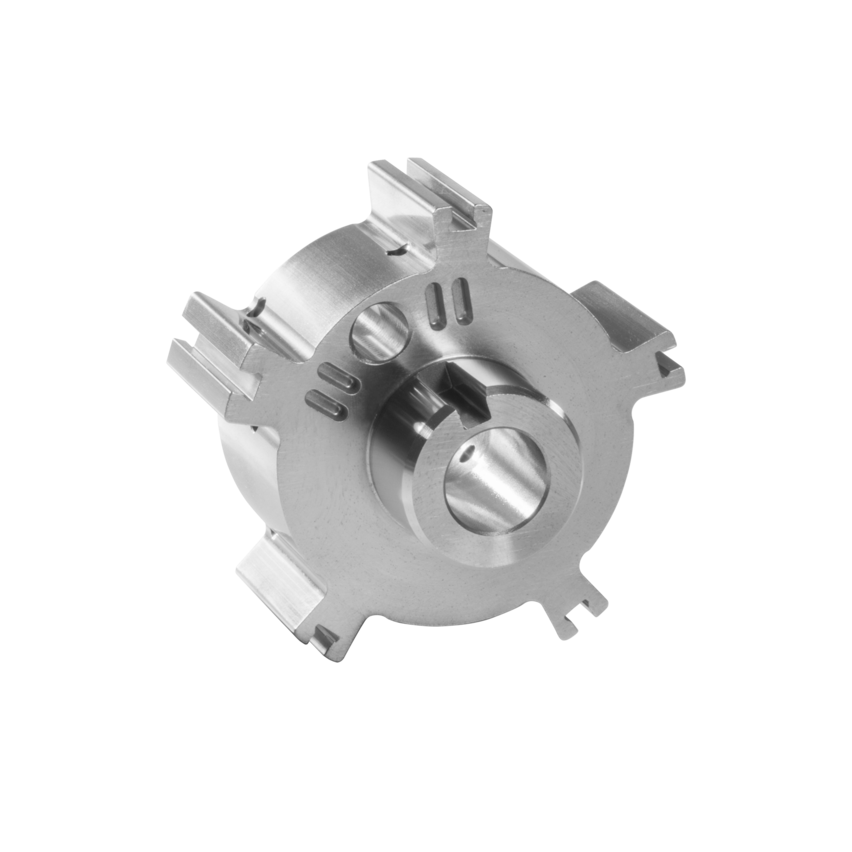Vane piston for camshaft adjuster with pressed-on spring adapter