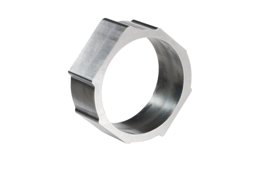  Metal adjusting ring for oil pump with cylindrical shape and flat outer sides, shown against a white background