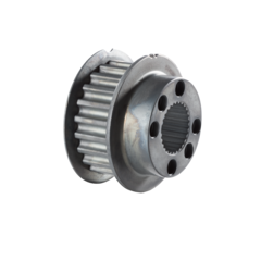  Metal timing belt pulley for crankshaft with grooved profile and multiple holes, shown against a white background
