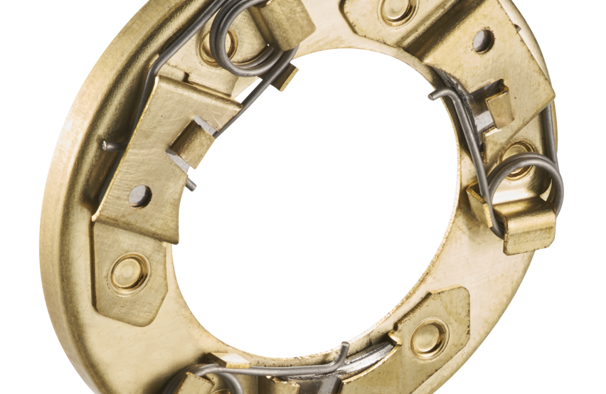  Grounding contact with radial design for automotive applications, consisting of metal and plastic rings