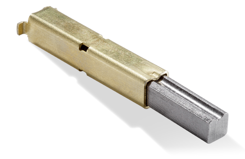  Erdungskontakt mit radialer Bauform für Automobilanwendungen, bestehend aus Metallgehäuse und Kontaktstift