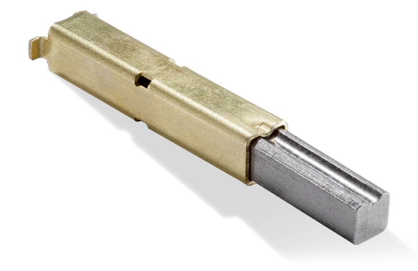  Erdungskontakt mit radialer Bauform für Automobilanwendungen, bestehend aus Metallgehäuse und Kontaktstift