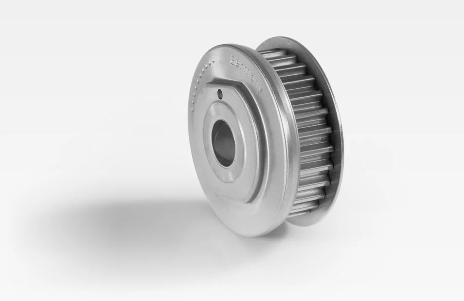  Zahnriemenrad für Wasserpumpenantrieb aus Metall mit präzisen Zähnen und kompaktem Design, vor weißem Hintergrund