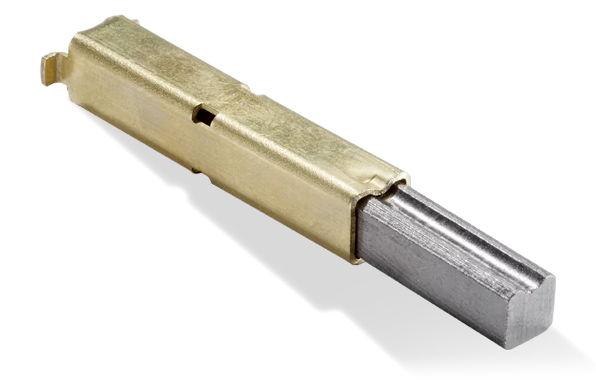  Erdungskontakt mit radialer Bauform für Automobilanwendungen, bestehend aus Metallgehäuse und Kontaktstift