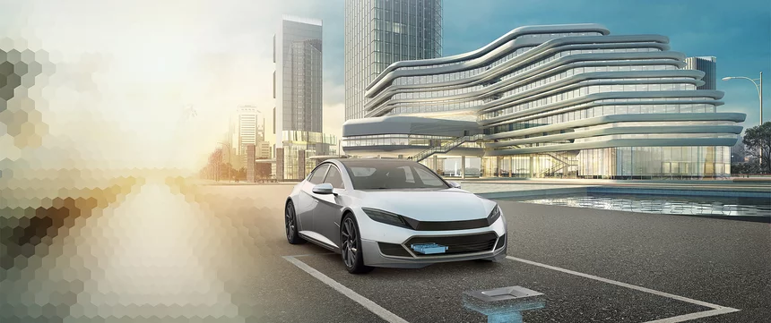  Electric car with Schunk Underbody Charger technology