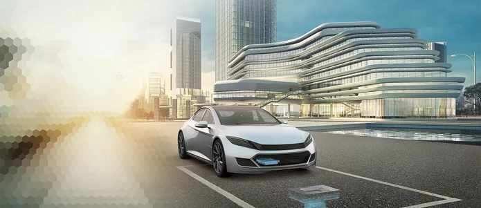  Electric car with Schunk Underbody Charger technology