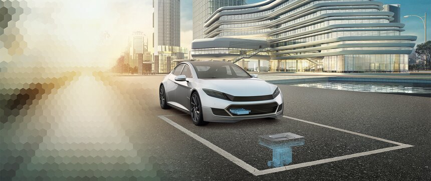  Electric car with Schunk Underbody Charger technology