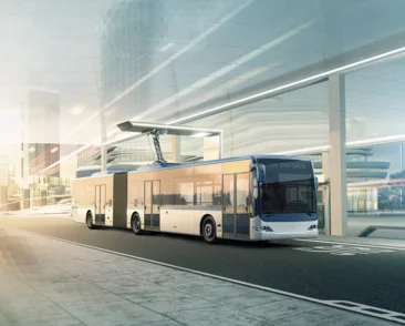  Elektrobus im oeffentlichen Nahverkehr mit Schunk Smart Charging Lade-Technologie