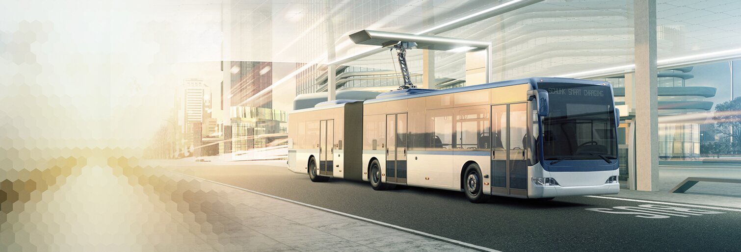  Elektrobus im oeffentlichen Nahverkehr mit Schunk Smart Charging Lade-Technologie
