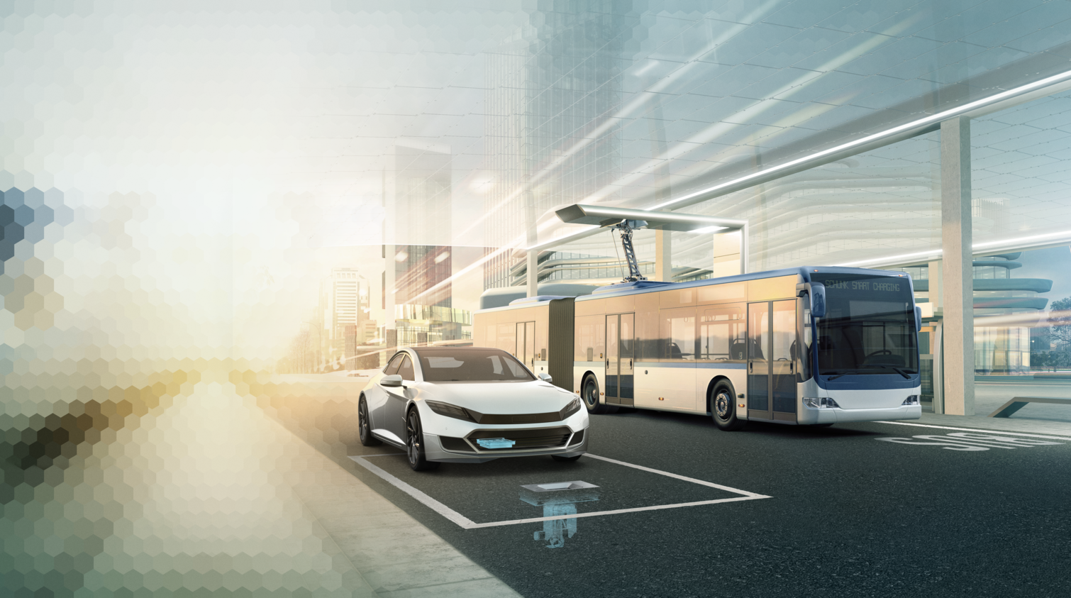  Electric car and e-bus with Schunk Smart Charging on the road
