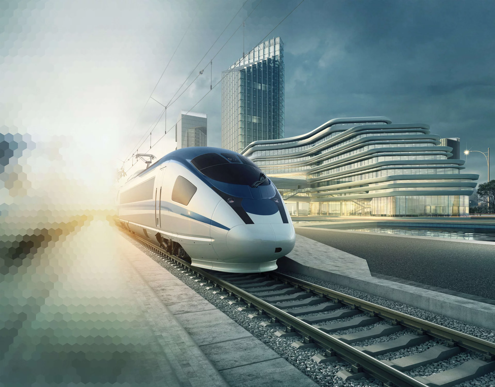  High speed train with overhead contact line and pantograph