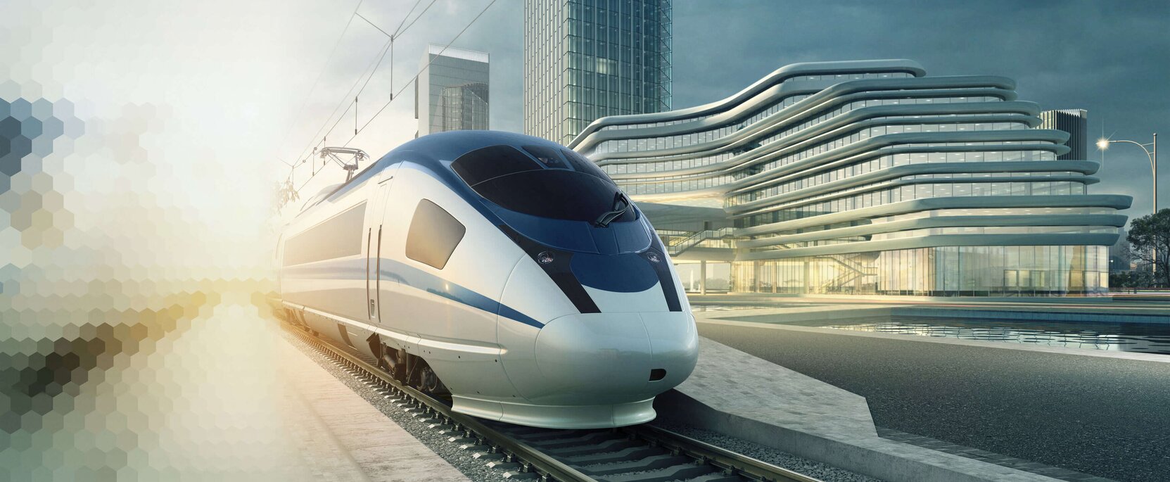  High speed train with overhead contact line and pantograph