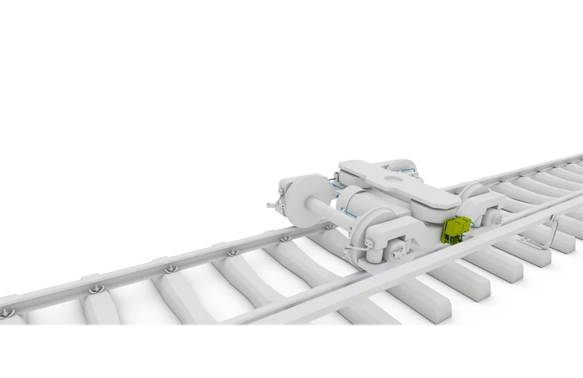 Third rail pantograph from Schunk Transit Systems on the rail